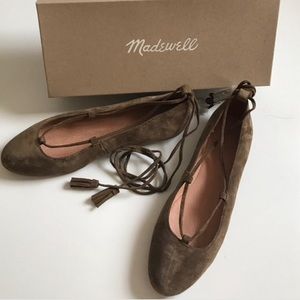 Madewell Suede Inga Tie-Up Lace-Up Ballet Flats